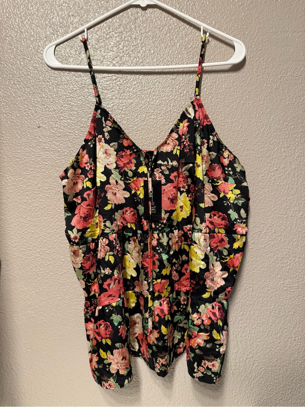 Black Floral Spaghetti Strap Romper